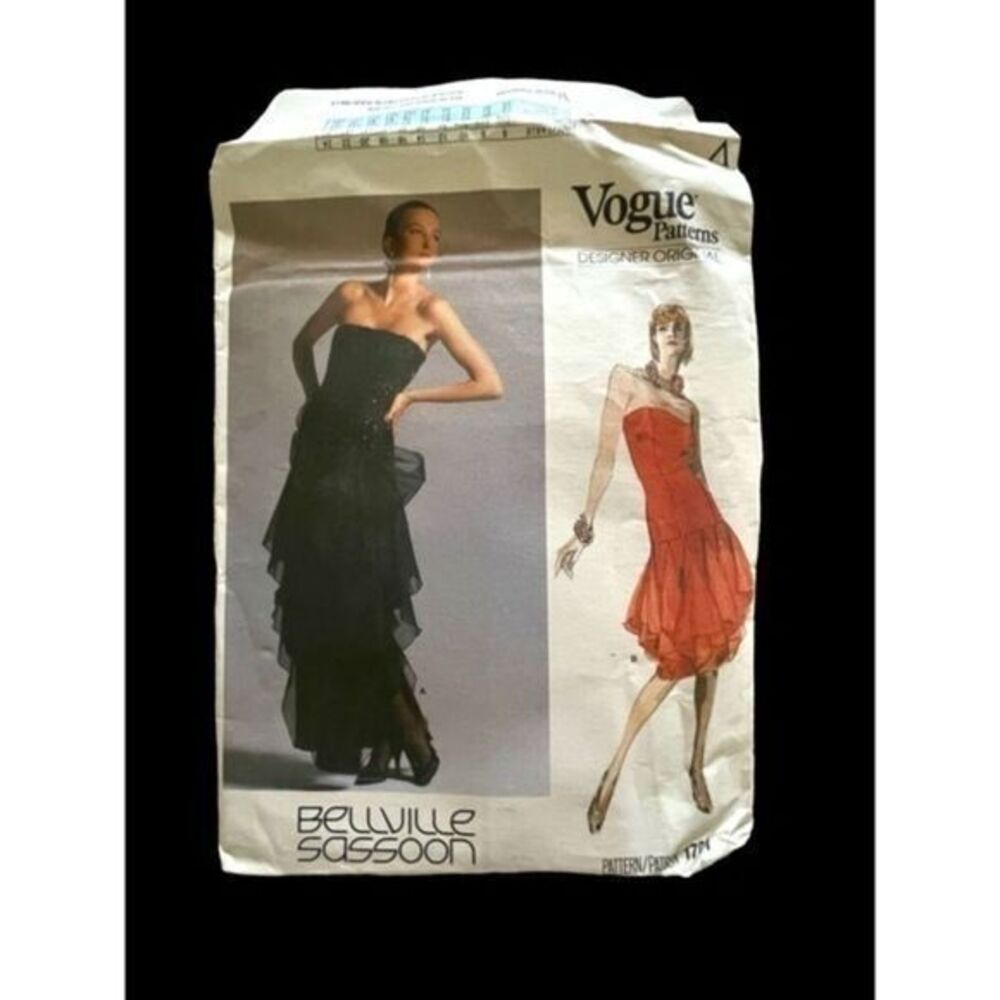 Vogue Designer Original Bellville Sassoon 1701 Vintage Size 12 Bust 34" UNCUT